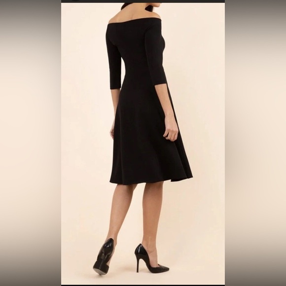 MISSMAY Retro Scallop Boat Neck Black Swing Dress Large - Picture 2 of 13